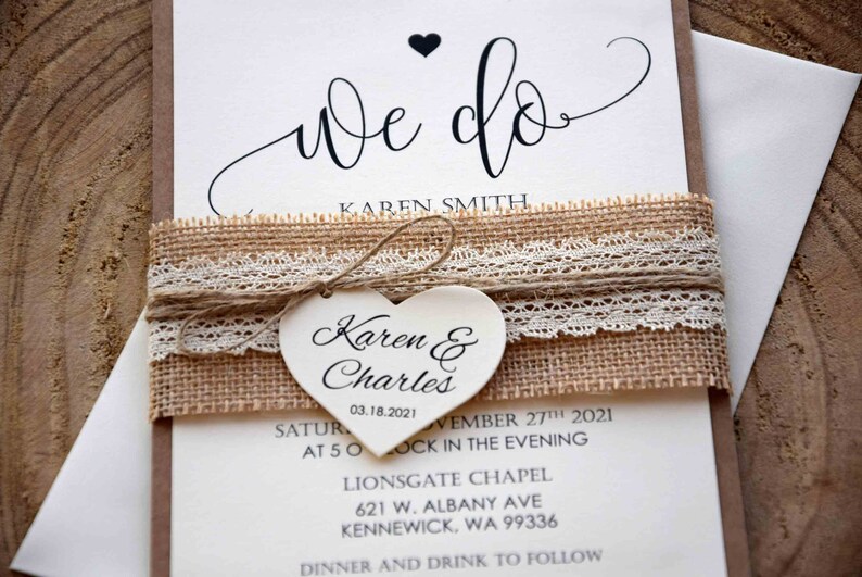 Burlap And Lace Wedding Invitation Kits 5
