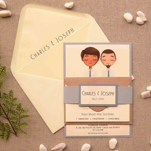 Same-Sex Wedding Invitations, Custom Portrait Wedding Invitations, Couple Marriage Invitations, Personalized Portrait Invites image 4