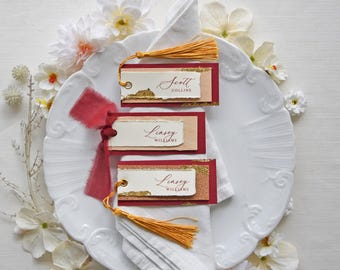 Douro Red Velvet Place Card – Unique Place Card with 3 Layers for Weddings or Events, Handmade Place Cards, Burgundy Place Card Modern