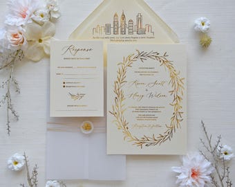 Ornella Wedding Invitation Suite, Minimalist Invitation Suite, Personalized Wedding Invitation, Unique and Elegant Invitation with rsvp