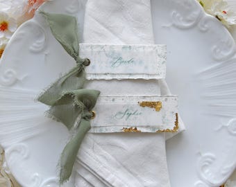 Wild Fern Place Card, Ribbon Edition - Unique Place Card with deckled edges for Weddings or Events, Handmade Place Cards, Place Cards Garden