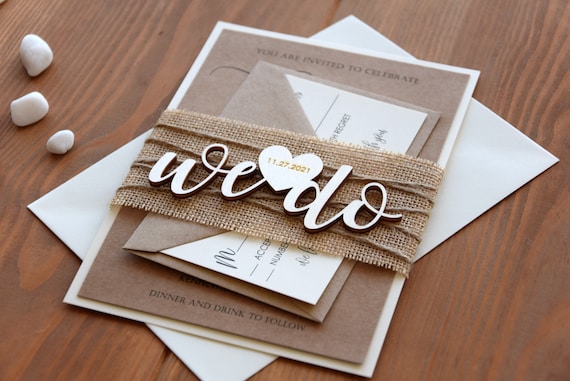 Rustic Blue Laser Cut Wedding Invitation Cards Kit Stamped Personalized Marriage