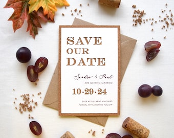 Rustic Cork Winery Wedding Save the Date, Winery Wedding Save the Date, Coaster Cork Save the Dates, Rustic Chic Winery Save our Dates