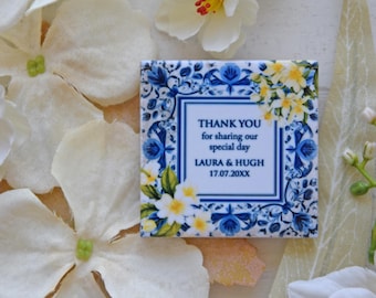 Fiori di Limone – Italian Tile Magnet Favor Personalized - Wedding or Event favors, Real Tile Magnet Favor for a Destination Wedding