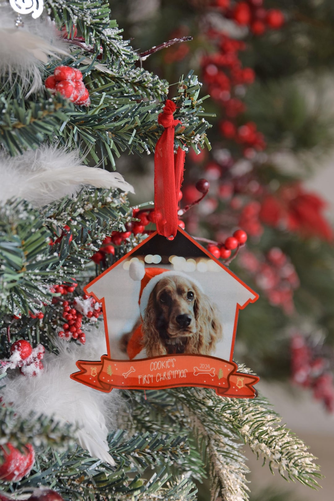 Custom Photo Christmas Ornament – House Dog Shape, Pet Photo Ornament ...