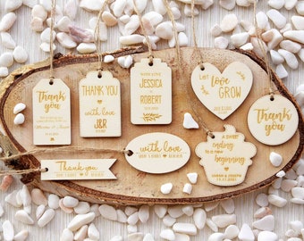 PACK of 10 Wooden Personalized Tags, Custom Wooden Wedding Tags, Wooden Thank You Favor Tags, Rustic Wooden Favor Tags - PACK OF 10
