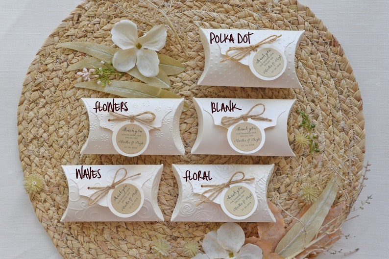 Pack of 10 Ivory Wedding favor boxes, Party Favor Boxes, Embossed Party favor boxes, Shower Favors, Shower Pillow box, Unique Party Favors image 2