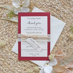 Cartes de remerciement pour le mariage d'automne en Bourgogne