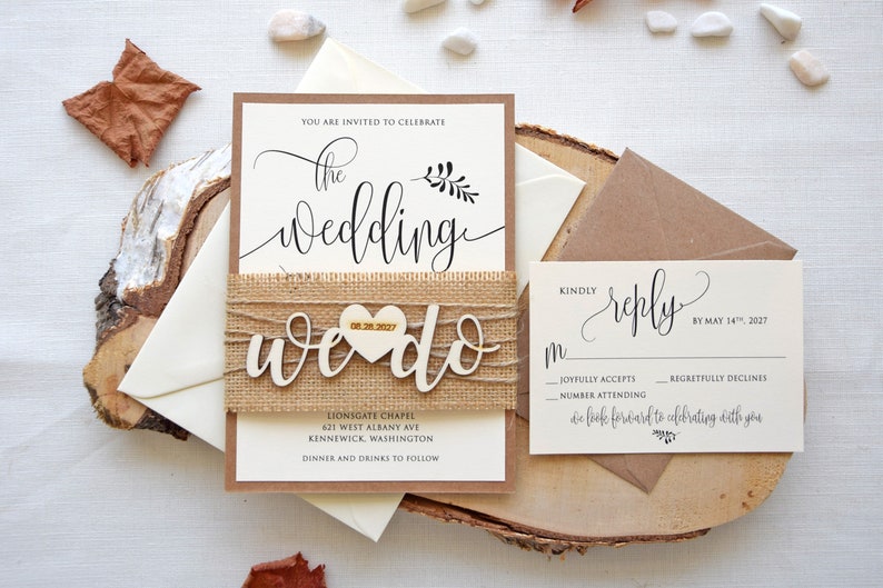 DIY Rustic We Do Wedding Invitations, Country DIY Wedding Invites, Semi-Custom DIY Wedding Invitations, Elegant and Creative Wedding Invites image 2