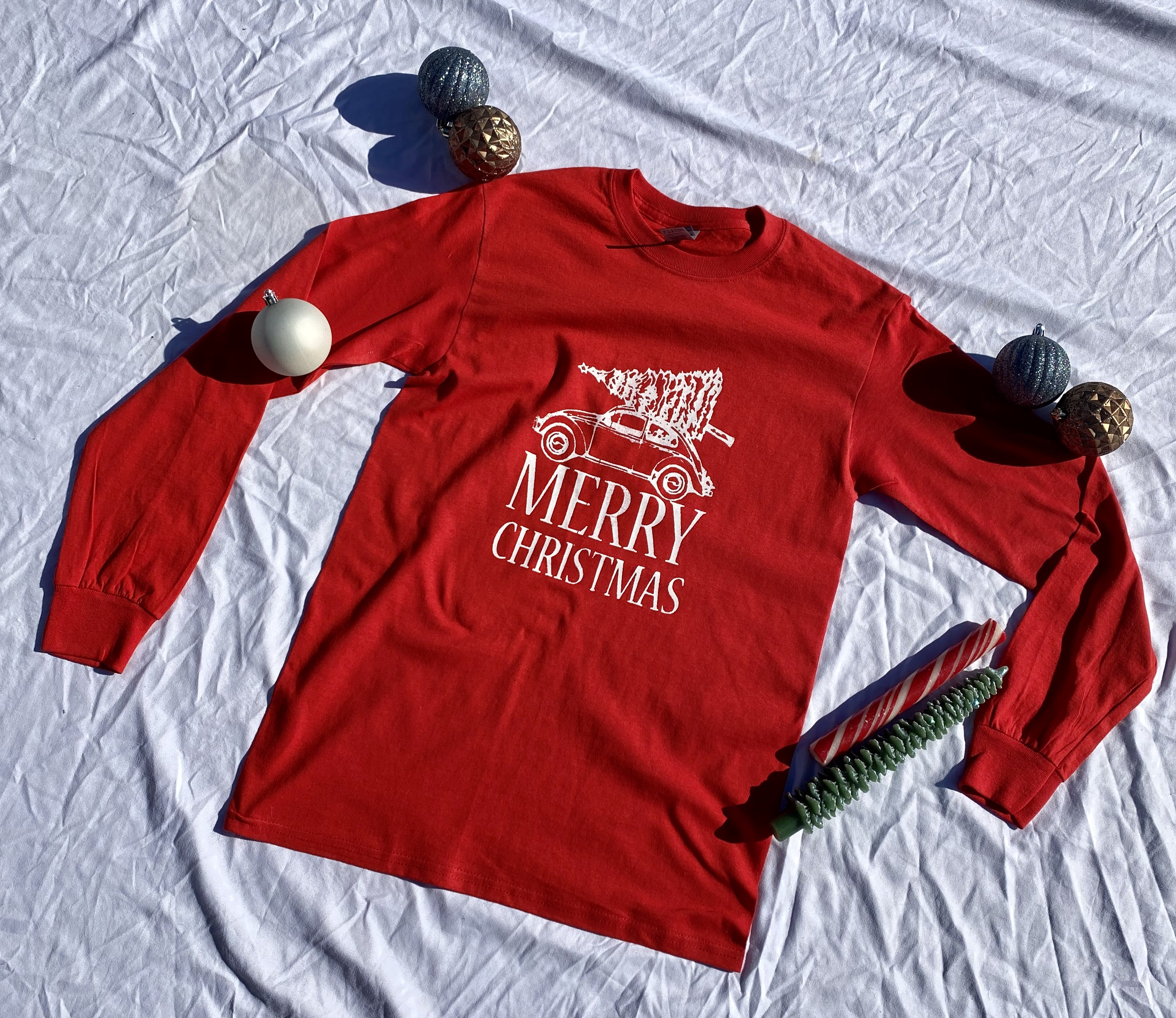 100% Cotton Retro Merry Christmas Long Sleeve Tee Shirt - Etsy UK