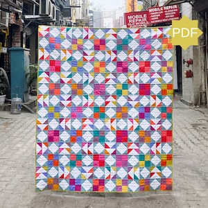 Hidden Shapes Quilt Pattern - Modern Quilt Pattern - Fat Quarter Friendly Quilt Pattern - beginner friendly quilt pattern