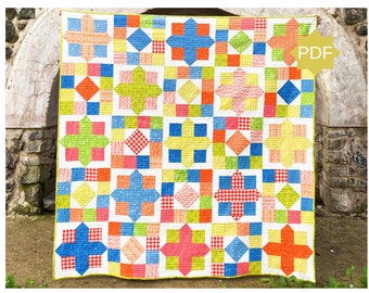 Colored Glass Quilt Pattern - PDF Quilt Pattern - fat quarter quilt pattern -  beginner quilt pattern - modern quilt pattern