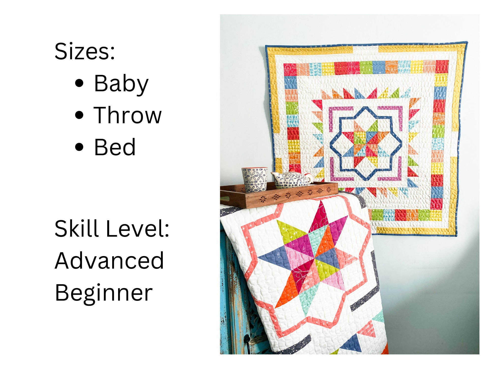 Framed Patchwork Star Modern Quilt Pattern - Modern Star Quilt Pattern ...