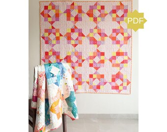 Patchwork Jubilee Quilt Pattern - fat quarter pattern - scrappy, block based quilt pattern