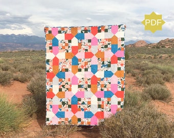 Red Fort of Agra Quilt Pattern - Jelly Roll quilt pattern - mini charm square pattern - fat quarter friendly - quilt pattern for beginners