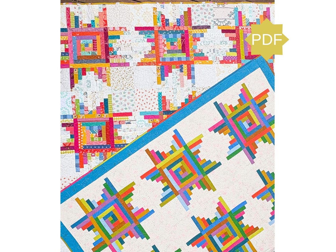 Modern Log Cabin Star Quilt Pattern – Fat Quarter Friendly (PDF ...