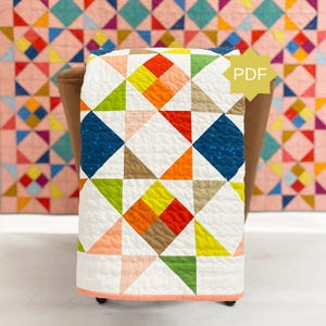 Samina&#39;s Stars Quilt Pattern - Half Square Triangle Quilt Pattern - Sawtooth Star Quilt Pattern - Fat Quarter Friendly Quilt Pattern -