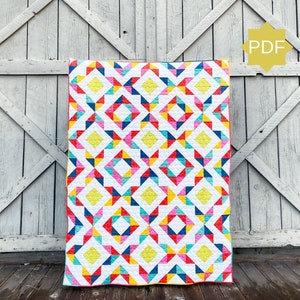 Rosie&#39;s Quilt Pattern -modern quilt pattern -fat quarter quilt pattern - beginner quilt pattern - block based quilt pattern
