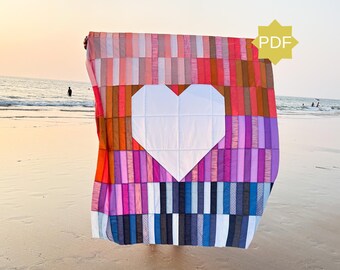 Jelly Heart Quilt Pattern – Beginner Friendly, Fat Quarter (PDF Pattern)