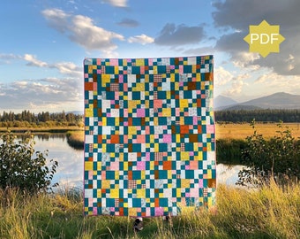Slightly Scrambled - Beginner Modern Quilt Pattern - Fat Quarter Friendly - Charm Square Friendly - Patchwork Quilt Pattern - downloadable