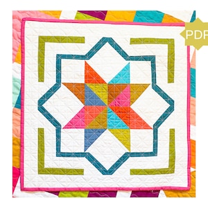 Patchwork Star Mini Quilt Pattern - Sawtooth Star quilt pattern - scrappy quilt pattern - modern quilt pattern - mini quilt pattern