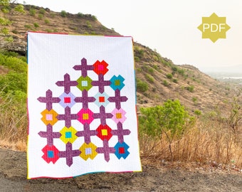 Jack's Gate Quilt Pattern - modern quilt pattern - fat eighth quilt pattern - flower quilt pattern - intermediate quilt pattern