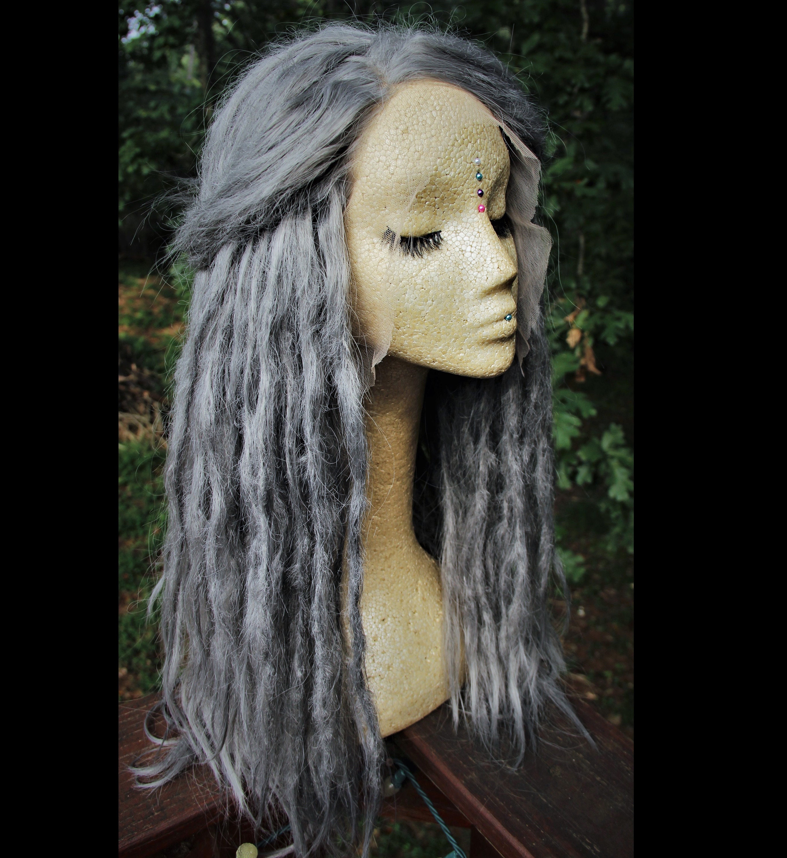 Dark Grey Synthetic Lace Front Dreadlock Wig Pastel Goth Etsy