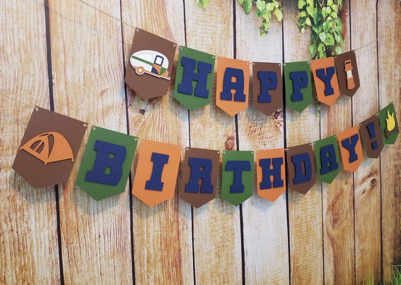 Camping Themed Happy Birthday Banner Boys Birthday Decor Camping Birthday Banner Boys Camping Birthday Decoration