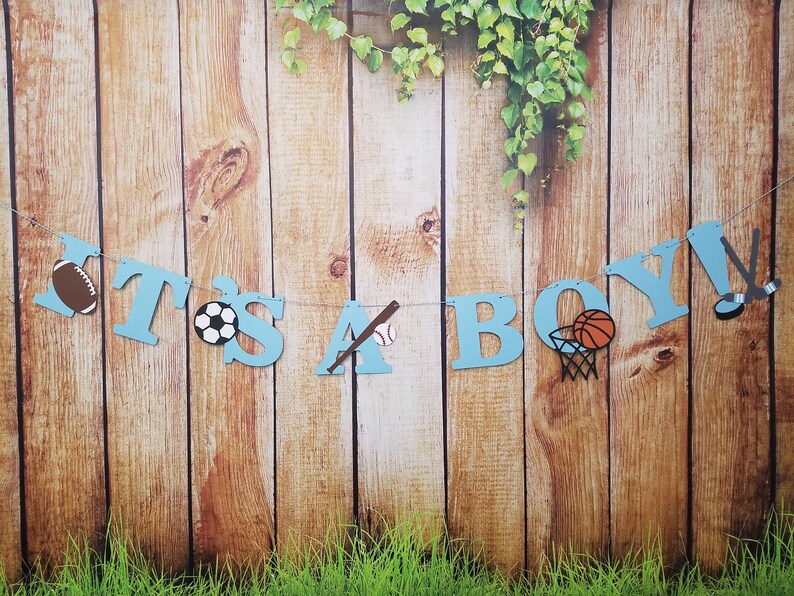 It S A Boy Sports Theme Banner Baby Boy Banner Baby Boy Etsy