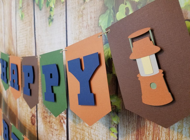 Camping Themed Happy Birthday Banner Boys Birthday Decor Camping Birthday Banner Boys Camping Birthday Decoration