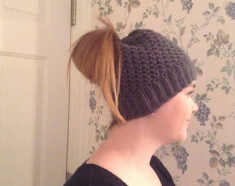 Messy bun hat/pony tail hat