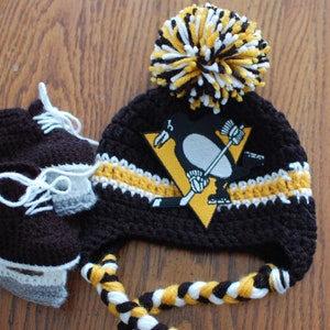 Pittsburgh Penguins Hat and Hockey Skates Crochet Set