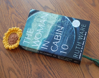 Marcador de girasol de ganchillo