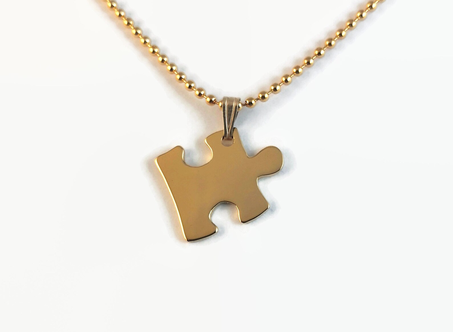 Gold Plated Jigsaw Puzzle Piece Necklace Etsy