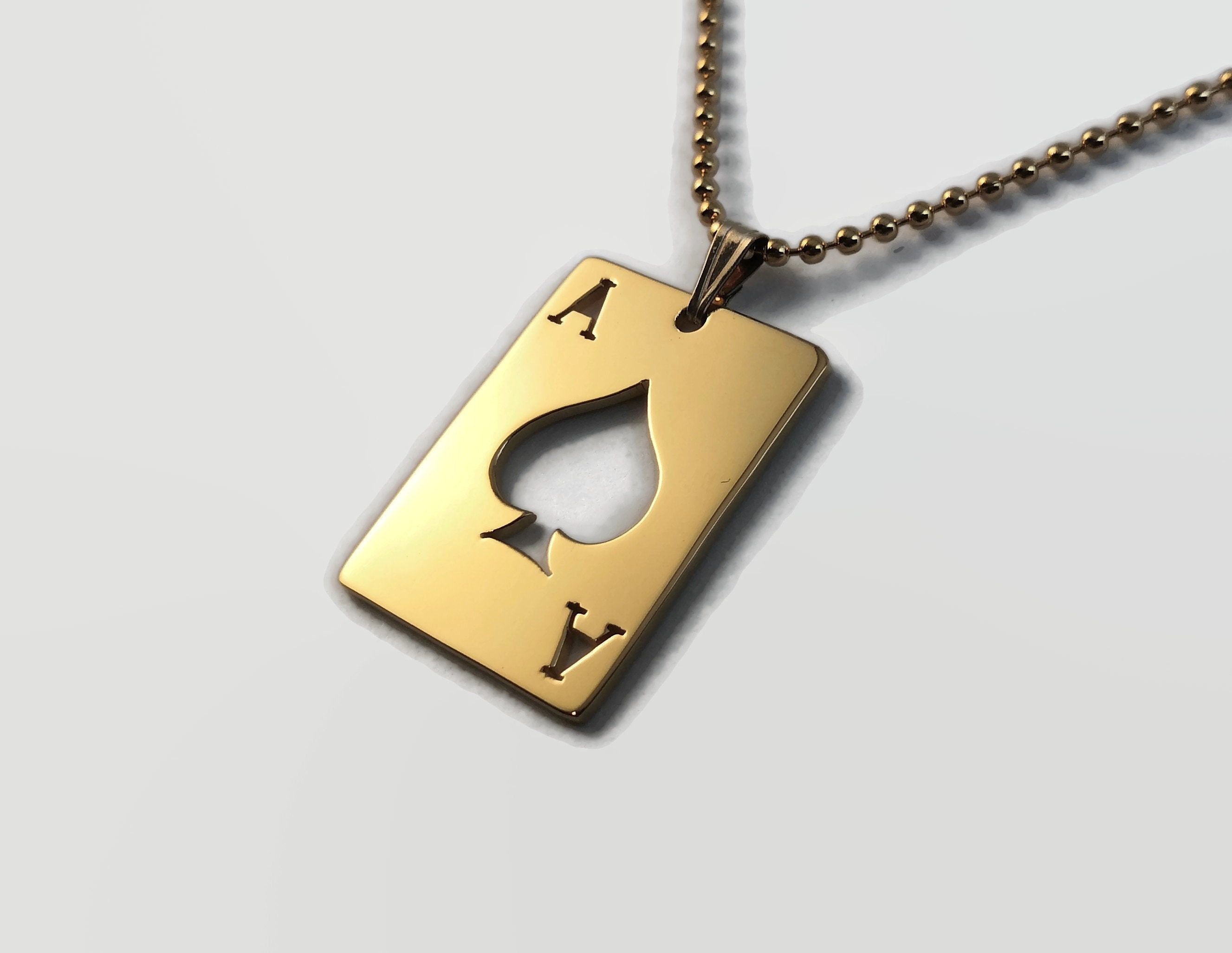 Gold Ace of Spades Pendant Gold Plated Sterling Silver Etsy