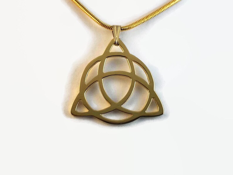 Handmade Celtic Triquetra Pendant 24 Carat Gold Plated Trefoil Knot Necklace Celtic Knot Jewellery