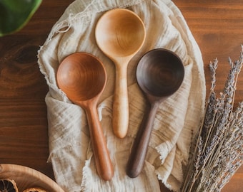 7" Handmade Wooden Coffee Scoop – Solid Wood Kitchen Scoop