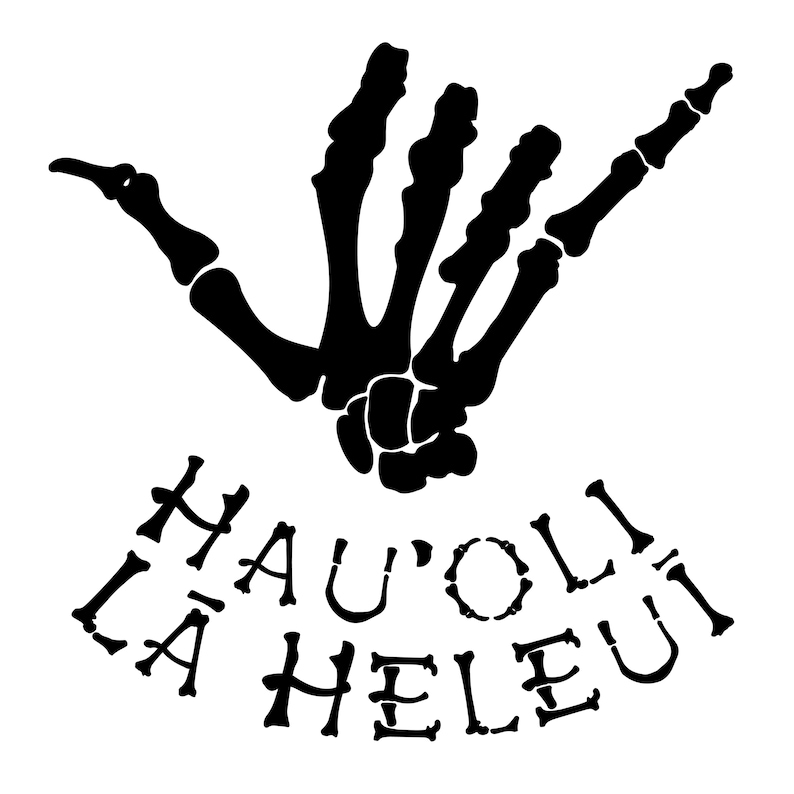 Shaka Hang Loose Skeleton Hand Happy Halloween in Bone Letters SVG Cut ...