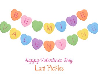 Conversation Heart Be Mine Valentine Banner DIY Printable Instant Download Banner