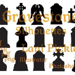 Grafsteen Halloween-begraafplaats, doe-het-zelf, direct downloaden, 8 knip- en vectorbestanden.  SVG, DFX, Illustrator, png, jpeg, pdf