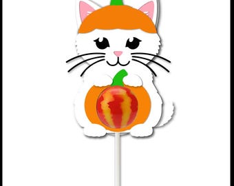 Bedårande kattunge pumpa hållare SVG - Layered Cut-fil för Cricut och Silhouette - Perfekt för sugkoppar och klubbor