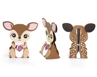 Skogsvänner Fawn Valentine Treat Box SVG direkt digital nedladdning