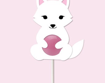 Söt fjällräv lager-SVG sugkopp eller klubbhållare | Cricut & Silhouette kompatibel