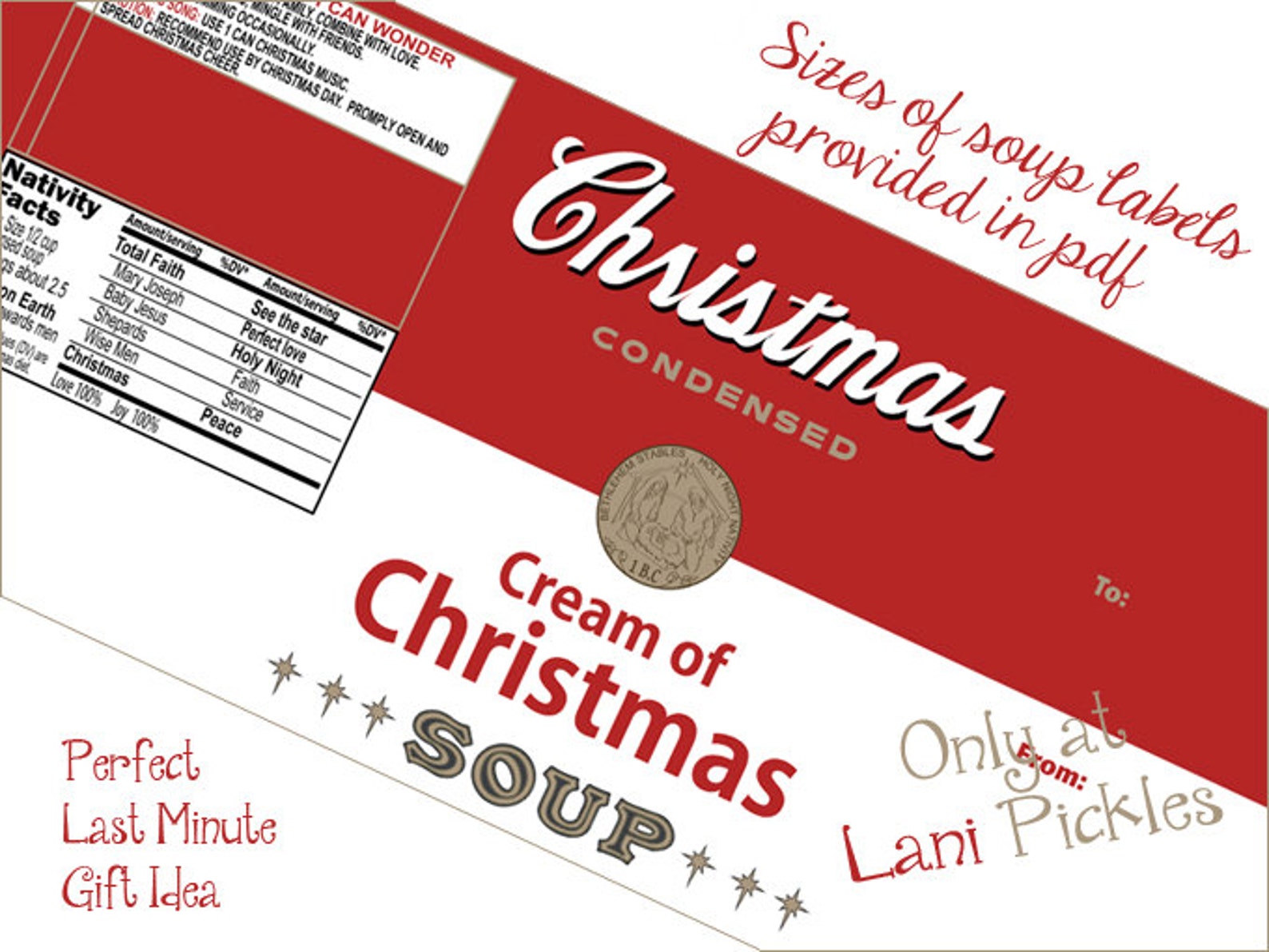 Cream of Christmas Soup Can Label DIY Instant Download Printable - Etsy