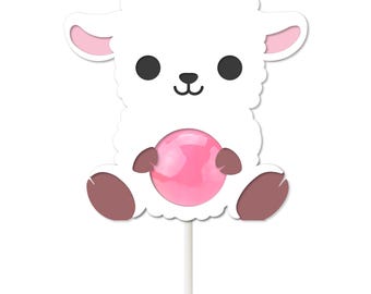 Söt lammfår lager SVG Lollipophållare – Cricut- och Silhouette-kompatibla klippfiler