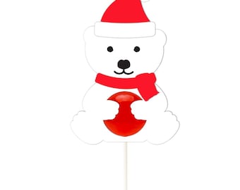 Bedårande julisbjörn SVG | Layered Cut-fil för Cricut och Silhouette | Lollipop Holder Design