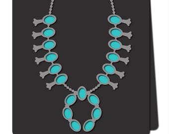 Navajo Squash Blossom Necklace SVG Cut File för Cricut och Silhouette Cutters