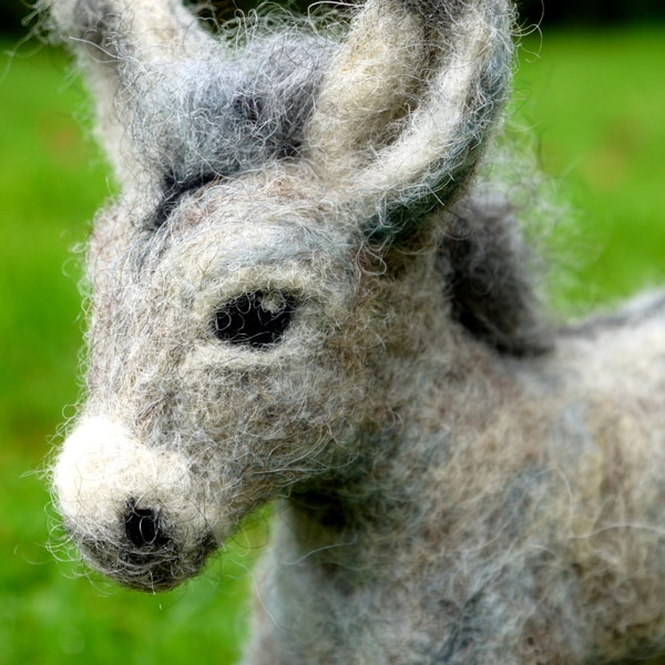 Needlefelt donkey, custom order. Needle felted animal, felt donkey. donkey foal. Felt animal. Woodland animal, Farm animal, soft sculpture
