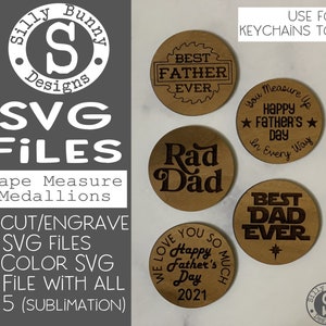 Father&#39;s Day SVG Files for Measuring Tape Medallion(Laser/engrave/cut file & sublimation file)-GLOWFORGE Ready-Digital not physical product