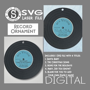 Record Ornament SVG-bestand / Glowforge / Christmas Labels